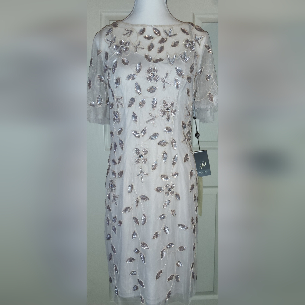 Adrianna Papell White Sheath Midi Dress
